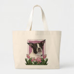 Mothers Day - Pink Tulips Boston & Rat Terrier Mix Tote Bag