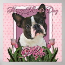 Mothers Day - Pink Tulips - Boston Terrier