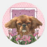 Mothers Day - Pink Tulips - Cavalier King Charles Stickers