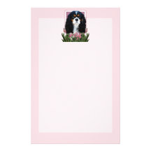 Mothers Day - Pink Tulips - Cavalier - Tri-Colour Stationery