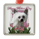 Mothers Day - Pink Tulips - Chinese Crested -Kahlo Christmas Ornaments