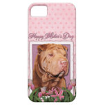 Mothers Day - Pink Tulips - Chinese Shar Pei Lucky
