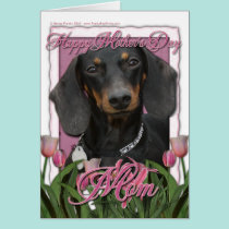 Mothers Day - Pink Tulips - Dachshund - Winston cards