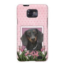 Mothers Day - Pink Tulips - Dachshund - Winston Samsung Galaxy SII Covers