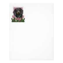 Mothers Day - Pink Tulips - Dachshund - Winston Letterhead Template