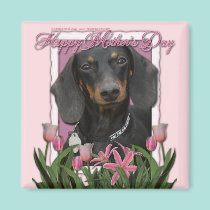 Mothers Day - Pink Tulips - Dachshund - Winston magnets