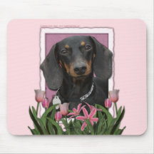 Mothers Day - Pink Tulips - Dachshund - Winston Mouse Pad