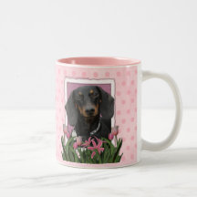 Mothers Day - Pink Tulips - Dachshund - Winston Mugs