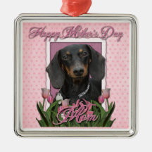 Mothers Day - Pink Tulips - Dachshund - Winston Christmas Ornament