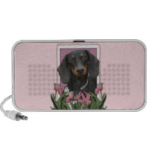 Mothers Day - Pink Tulips - Dachshund - Winston Notebook Speakers