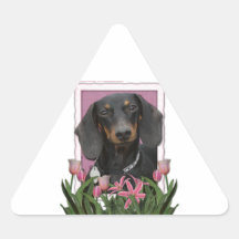 Mothers Day - Pink Tulips - Dachshund - Winston Stickers