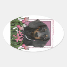 Mothers Day - Pink Tulips - Dachshund - Winston Stickers
