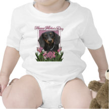 Mothers Day - Pink Tulips - Dachshund - Winston T-shirts