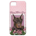 Mothers Day - Pink Tulips - Doberman - Red - Rocky