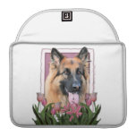 Mothers Day - Pink Tulips  -German Shepherd Chance MacBook Pro Sleeve