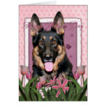 Mothers Day - Pink Tulips - German Shepherd - Kuno Cards
