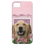 Mothers Day - Pink Tulips - Golden Retriever