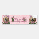 Mothers Day - Pink Tulips - Golden Retriever Bumper Stickers