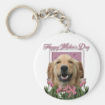 Mothers Day - Pink Tulips - Golden Retriever Keychain