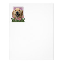 Mothers Day - Pink Tulips - Golden Retriever Personalized Letterhead