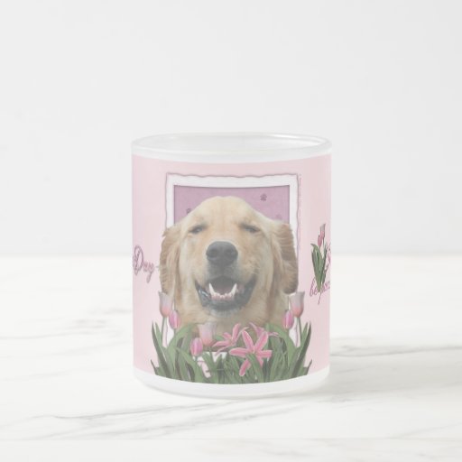 Mothers Day - Pink Tulips - Golden Retriever Mugs