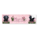 Mothers Day - Pink Tulips - Labrador - Black -Gaug bumper stickers