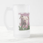 Mothers Day - Pink Tulips - Pitbull - Jersey Girl Mug