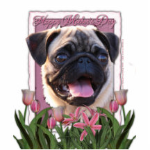Mothers Day - Pink Tulips - Pug Acrylic Cut Out