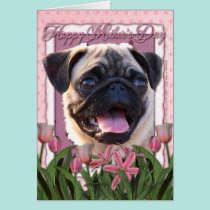Mothers Day - Pink Tulips - Pug cards