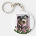 Mothers Day - Pink Tulips - Pug Keychains