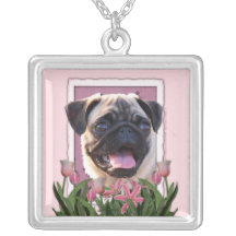 Mothers Day - Pink Tulips - Pug Pendants