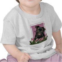 Mothers Day - Pink Tulips - Pug - Ruffy T-shirt