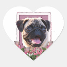 Mothers Day - Pink Tulips - Pug Stickers