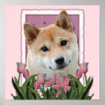Mothers Day - Pink Tulips - Shiba Inu Posters