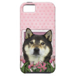 Mothers Day - Pink Tulips - Shiba Inu - Yasha