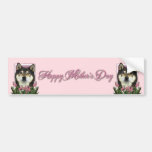 Mothers Day - Pink Tulips - Shiba Inu - Yasha Bumper Stickers