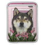 Mothers Day - Pink Tulips - Shiba Inu - Yasha Sleeves For iPads