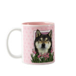 Mothers Day - Pink Tulips - Shiba Inu - Yasha Coffee Mugs