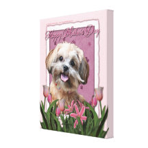 Mothers Day - Pink Tulips - ShihPoo - Maggie Gallery Wrapped Canvas