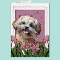 Mothers Day - Pink Tulips - ShihPoo - Maggie cards