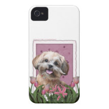 Mothers Day - Pink Tulips - ShihPoo - Maggie iPhone 4 Case-Mate Case