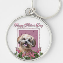 Mothers Day - Pink Tulips - ShihPoo - Maggie Key Chains