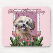 Mothers Day - Pink Tulips - ShihPoo - Maggie Mousepad