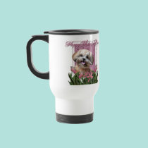 Mothers Day - Pink Tulips - ShihPoo - Maggie mugs