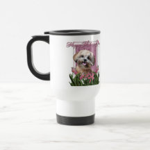 Mothers Day - Pink Tulips - ShihPoo - Maggie Mug