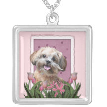 Mothers Day - Pink Tulips - ShihPoo - Maggie Pendant