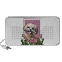 Mothers Day - Pink Tulips - ShihPoo - Maggie Mp3 Speaker