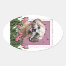 Mothers Day - Pink Tulips - ShihPoo - Maggie Sticker