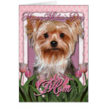Mothers Day - Pink Tulips - Yorkshire Terrier Card