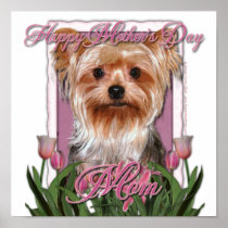 Mothers Day - Pink Tulips - Yorkshire Terrier